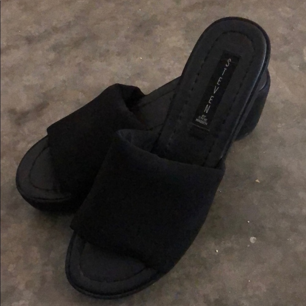 Black slip on wedges